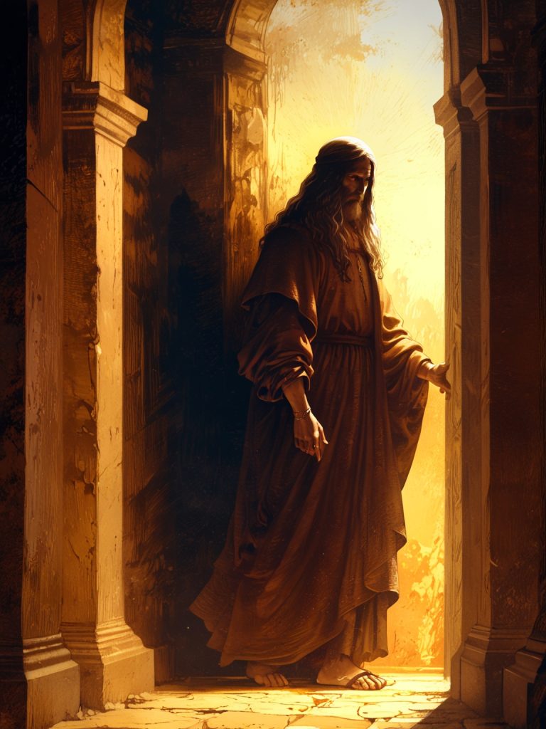 A depiction of a person's shadow shrinking away from a bright light source.