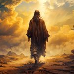 Abraham gazing towards a bright horizon