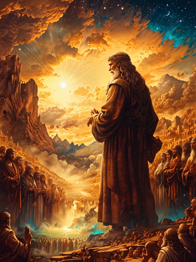 A modern interpretation of ancient biblical scenes, where AI breathes life into timeless moral narratives with luminous detail.